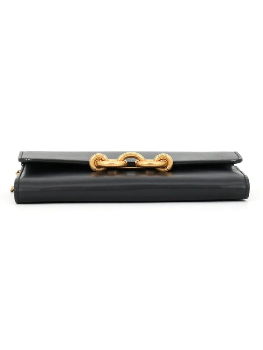 Saint Laurent Paris Chain Shoulder Wallet Maillon Calfskin Black